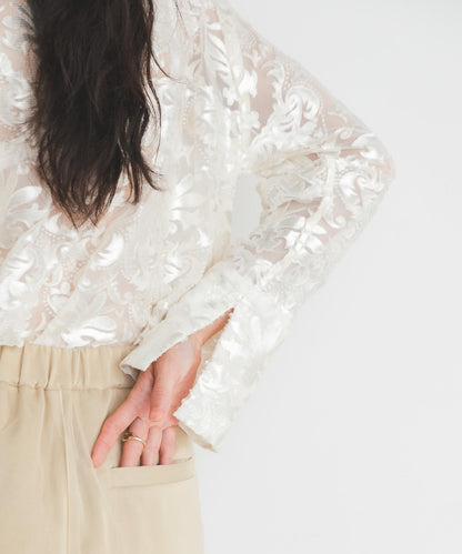 網紗提花襯衫