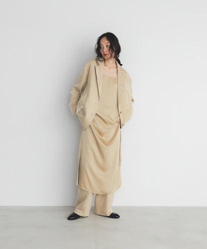 抽繩緞面吊帶連衣裙