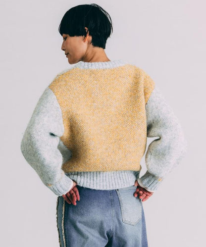 V領拼色北歐圖案針織衫