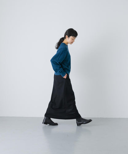 羊毛剪裁直筒裙