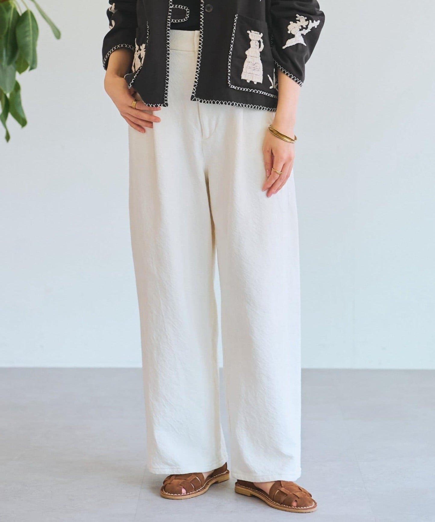 寬鬆牛仔斜紋棉布褲