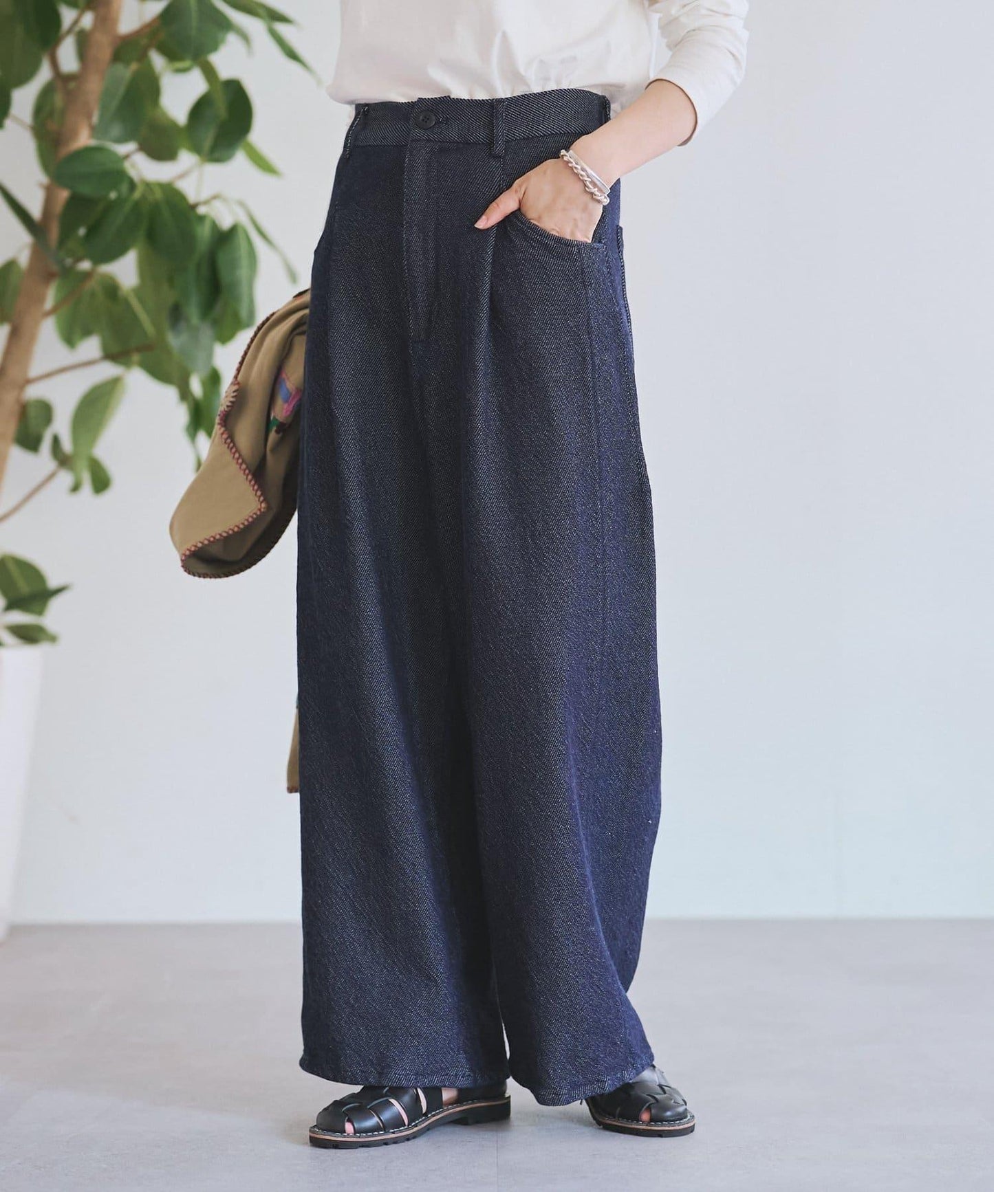 寬鬆牛仔斜紋棉布褲