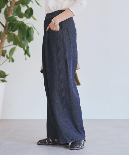 寬鬆牛仔斜紋棉布褲