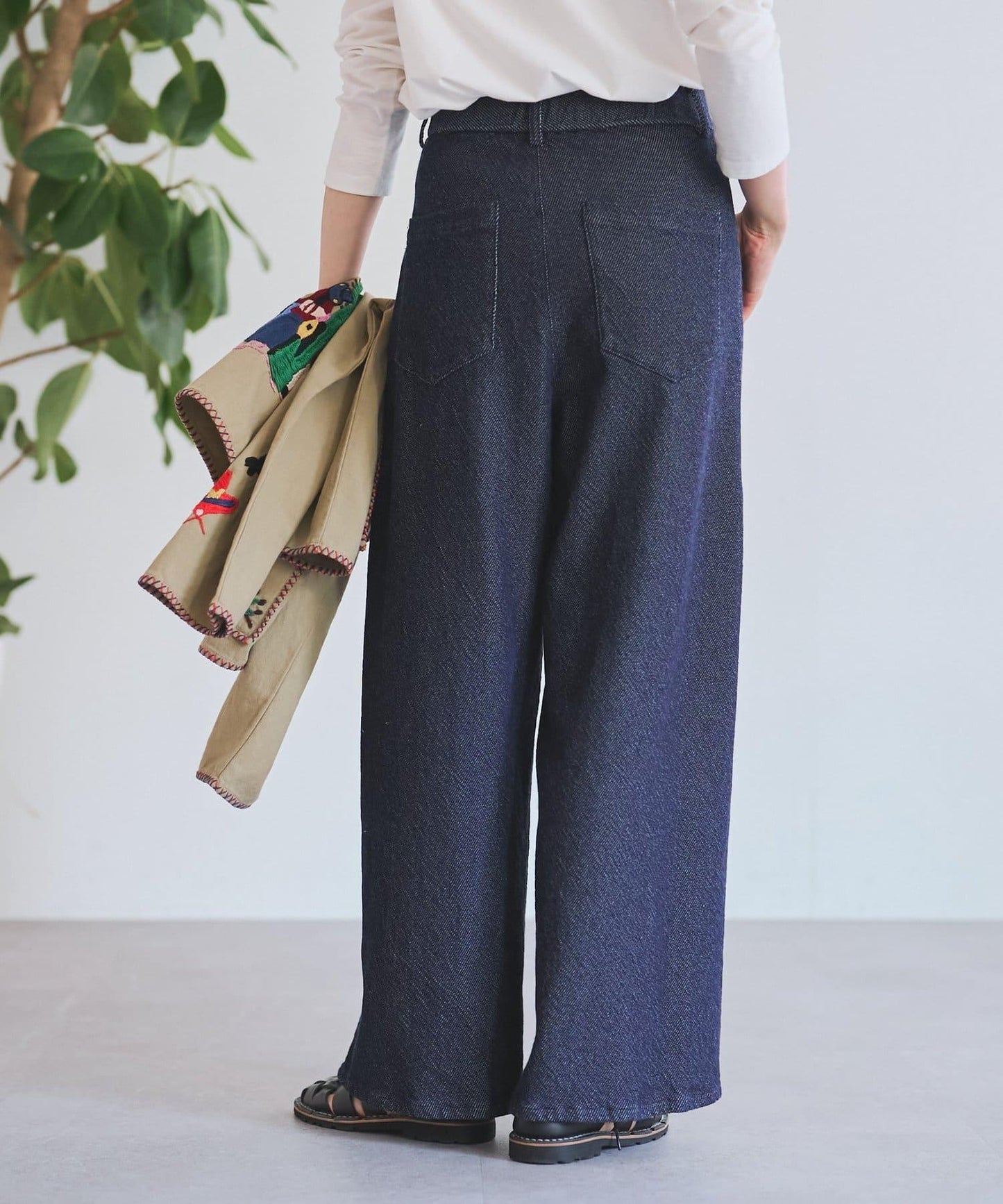 寬鬆牛仔斜紋棉布褲