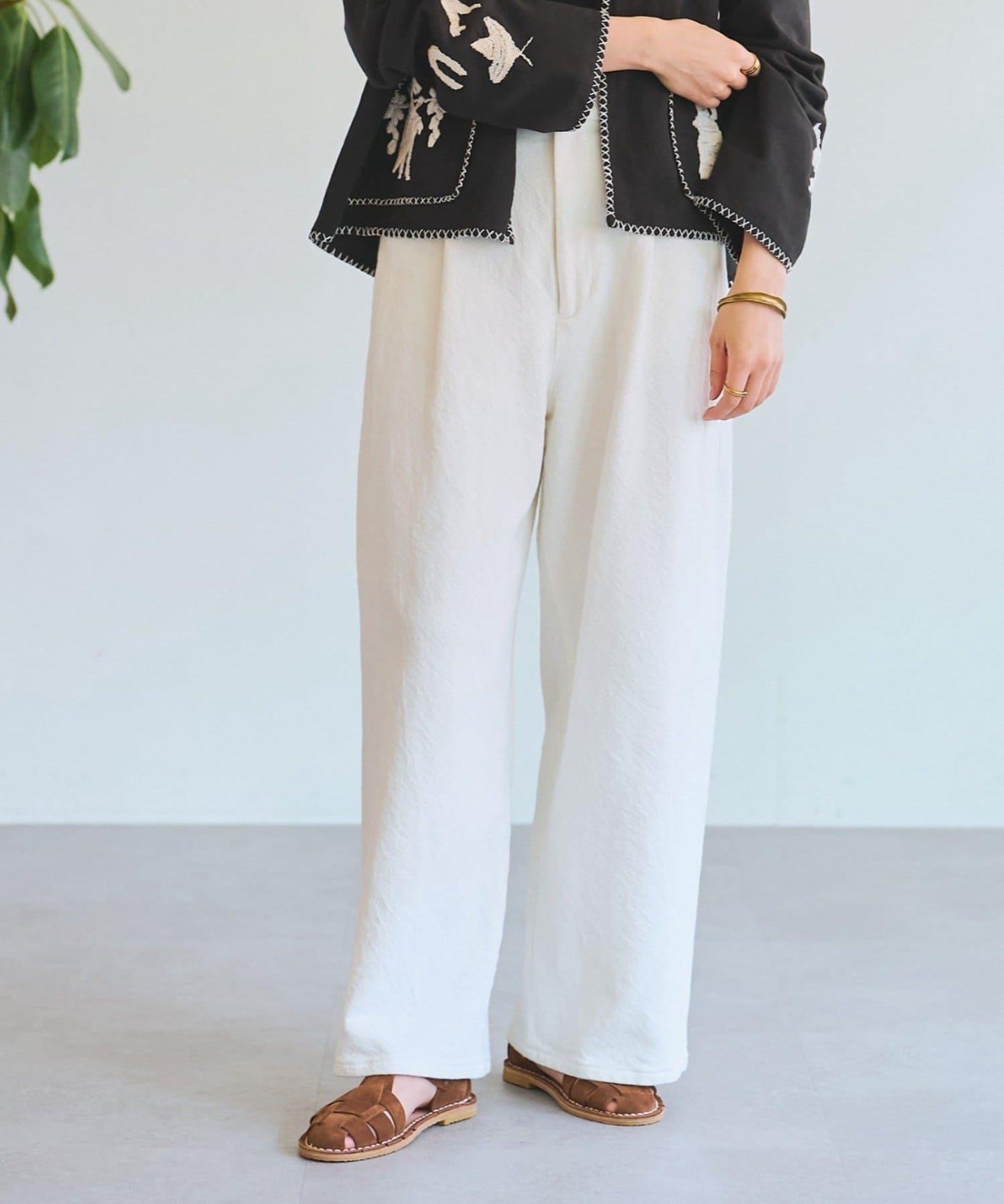 寬鬆牛仔斜紋棉布褲