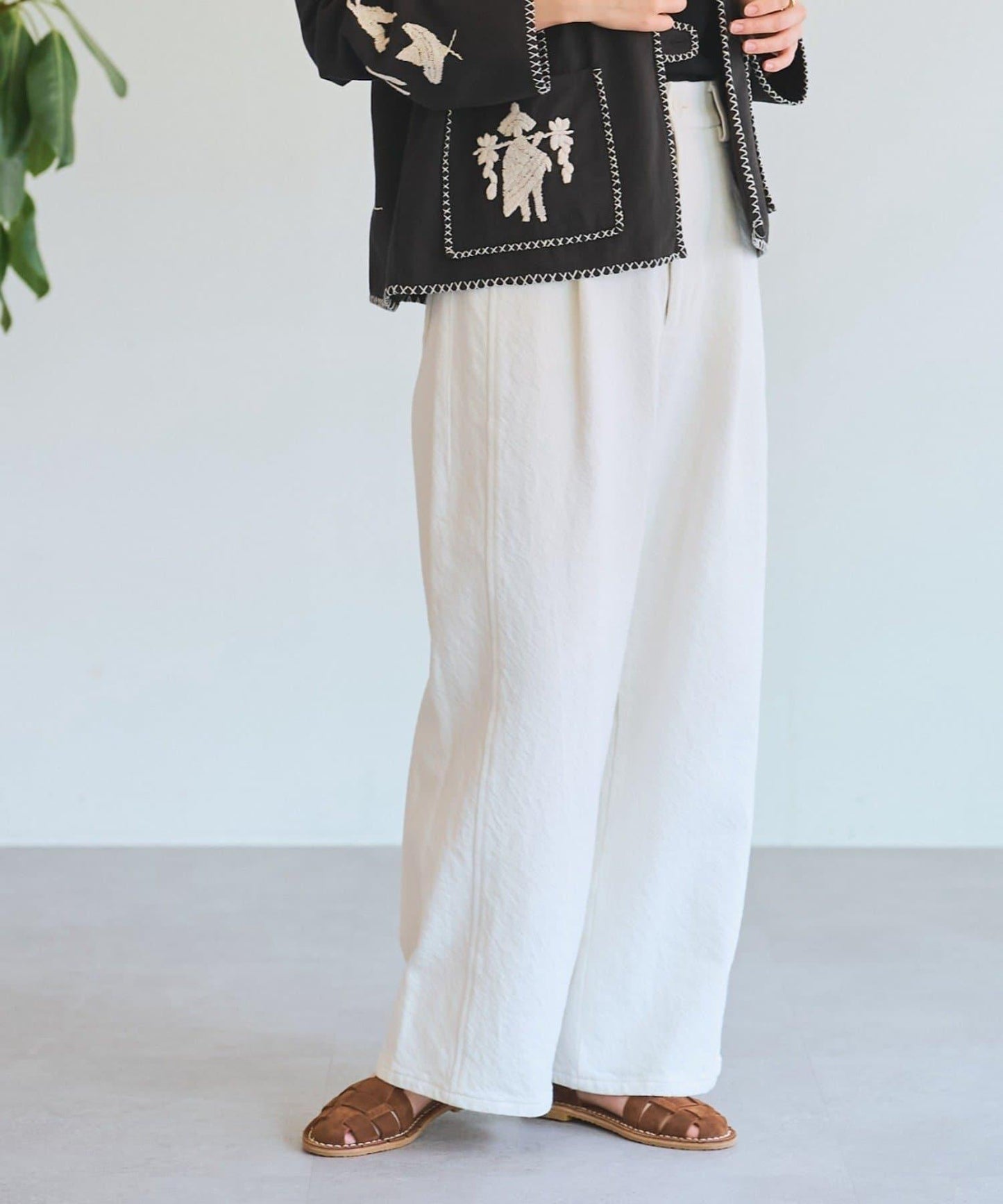 寬鬆牛仔斜紋棉布褲