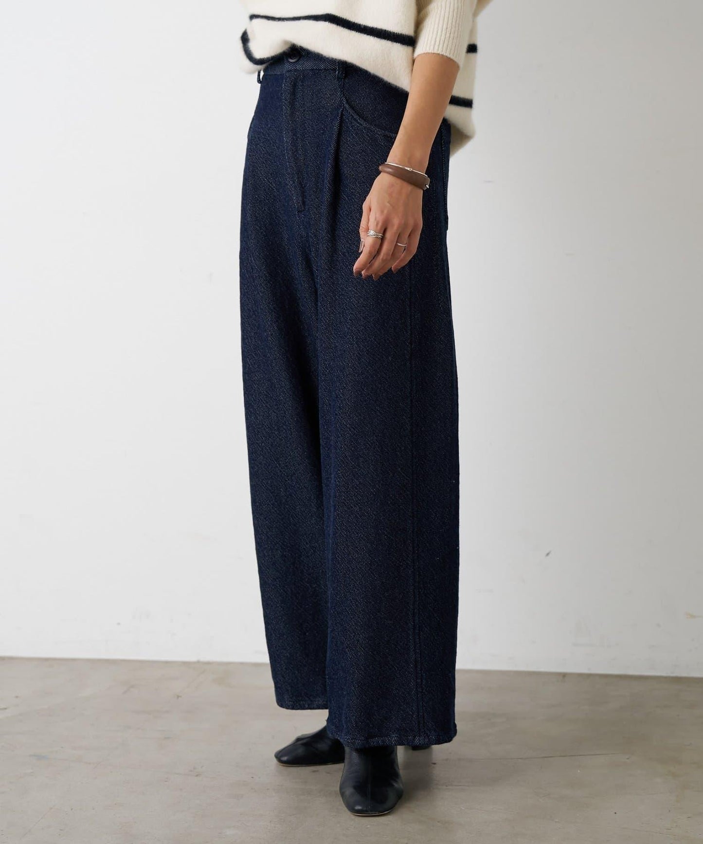 寬鬆牛仔斜紋棉布褲