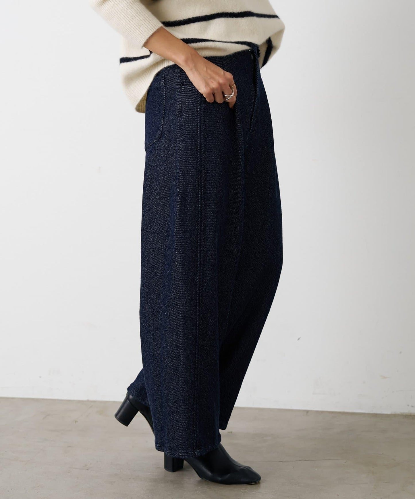 寬鬆牛仔斜紋棉布褲