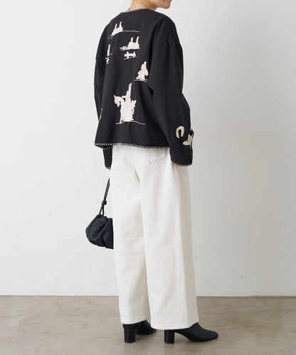 寬鬆牛仔斜紋棉布褲