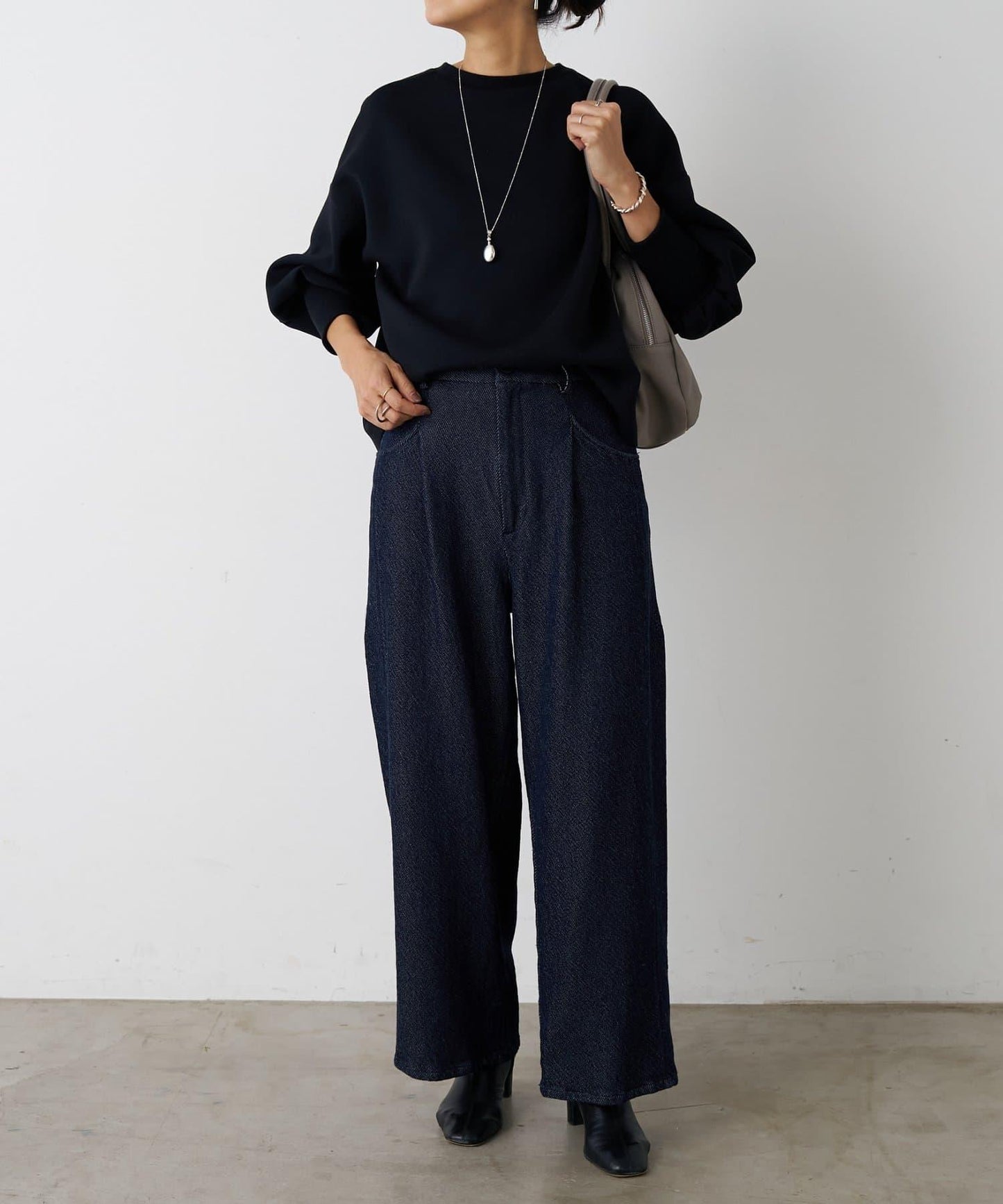 寬鬆牛仔斜紋棉布褲