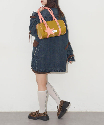 【GRAIN/グレイン】帶星形掛飾漆皮圓筒波士頓包