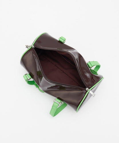 【GRAIN/グレイン】帶星形掛飾漆皮圓筒波士頓包