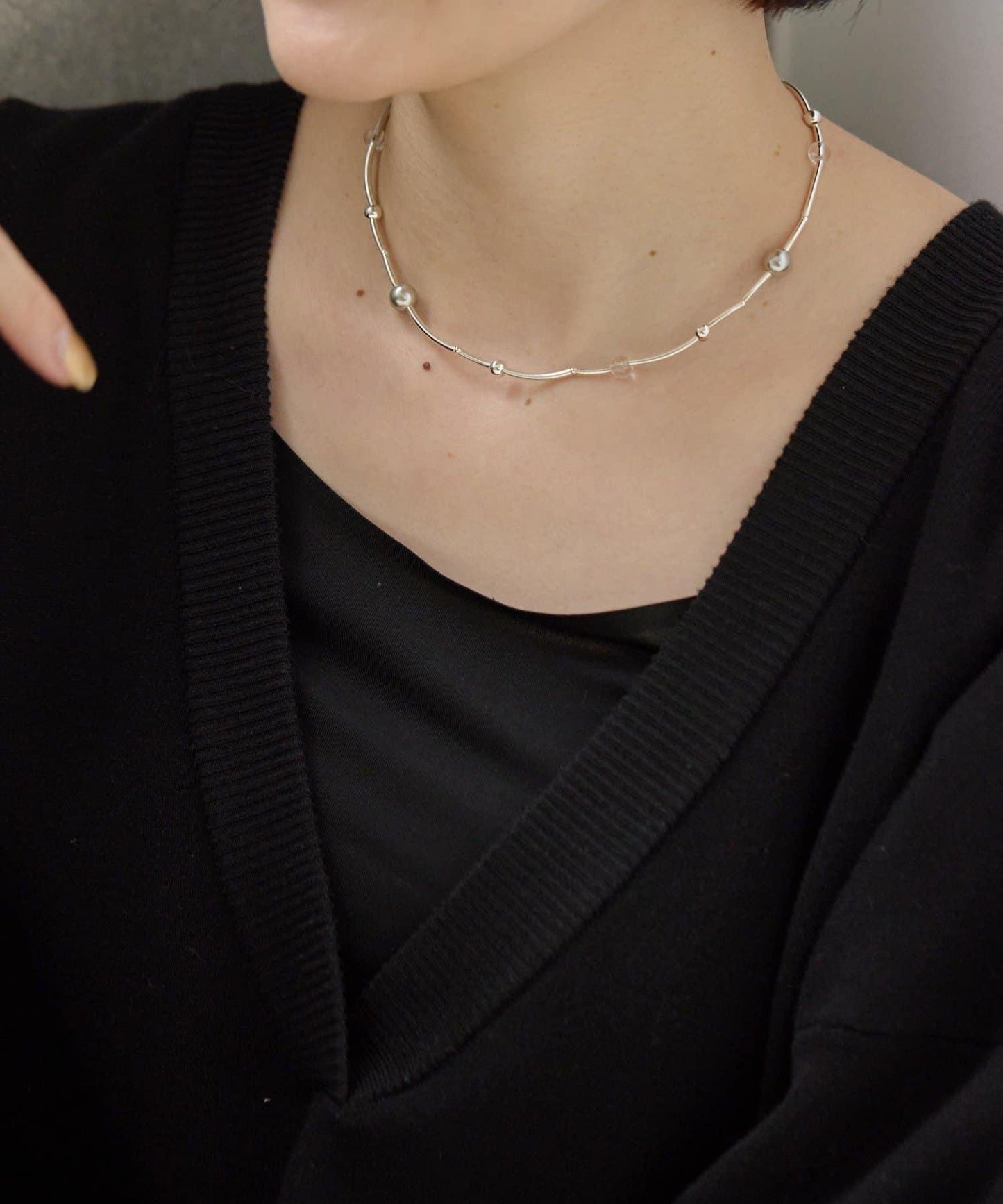 《スターリングシルバー使用》宇宙珍珠項鍊