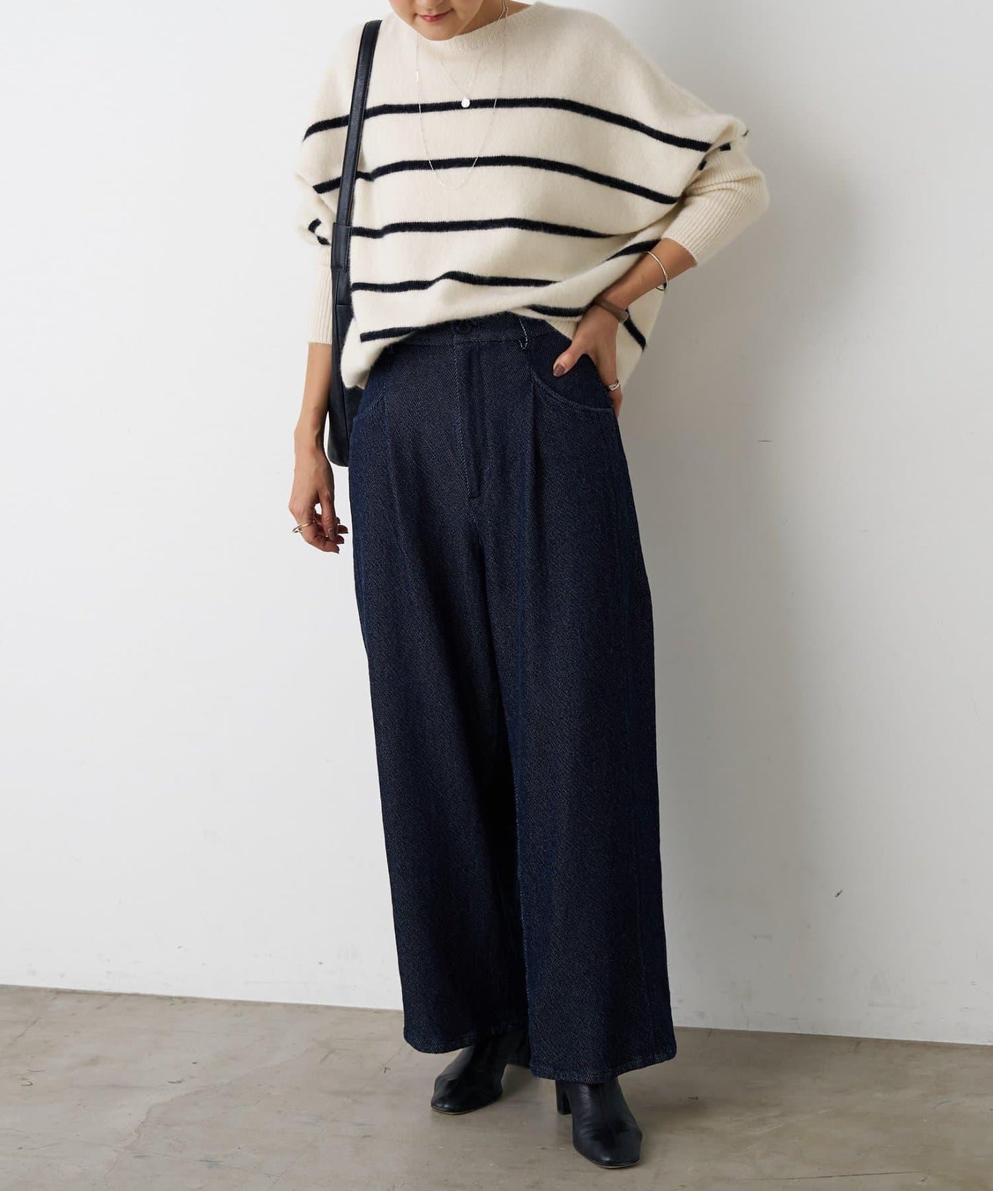 寬鬆牛仔斜紋棉布褲