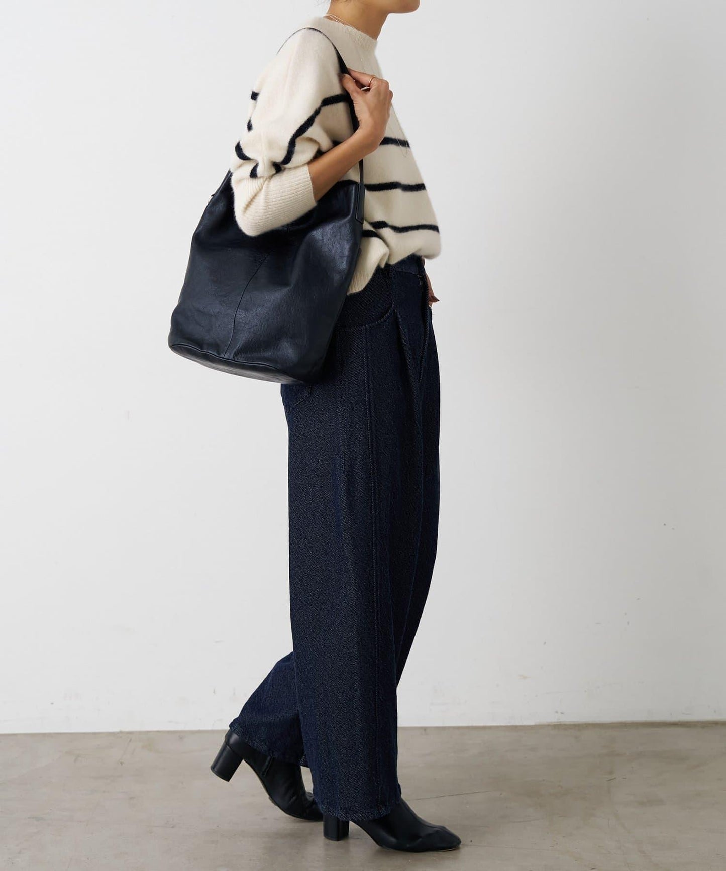 寬鬆牛仔斜紋棉布褲