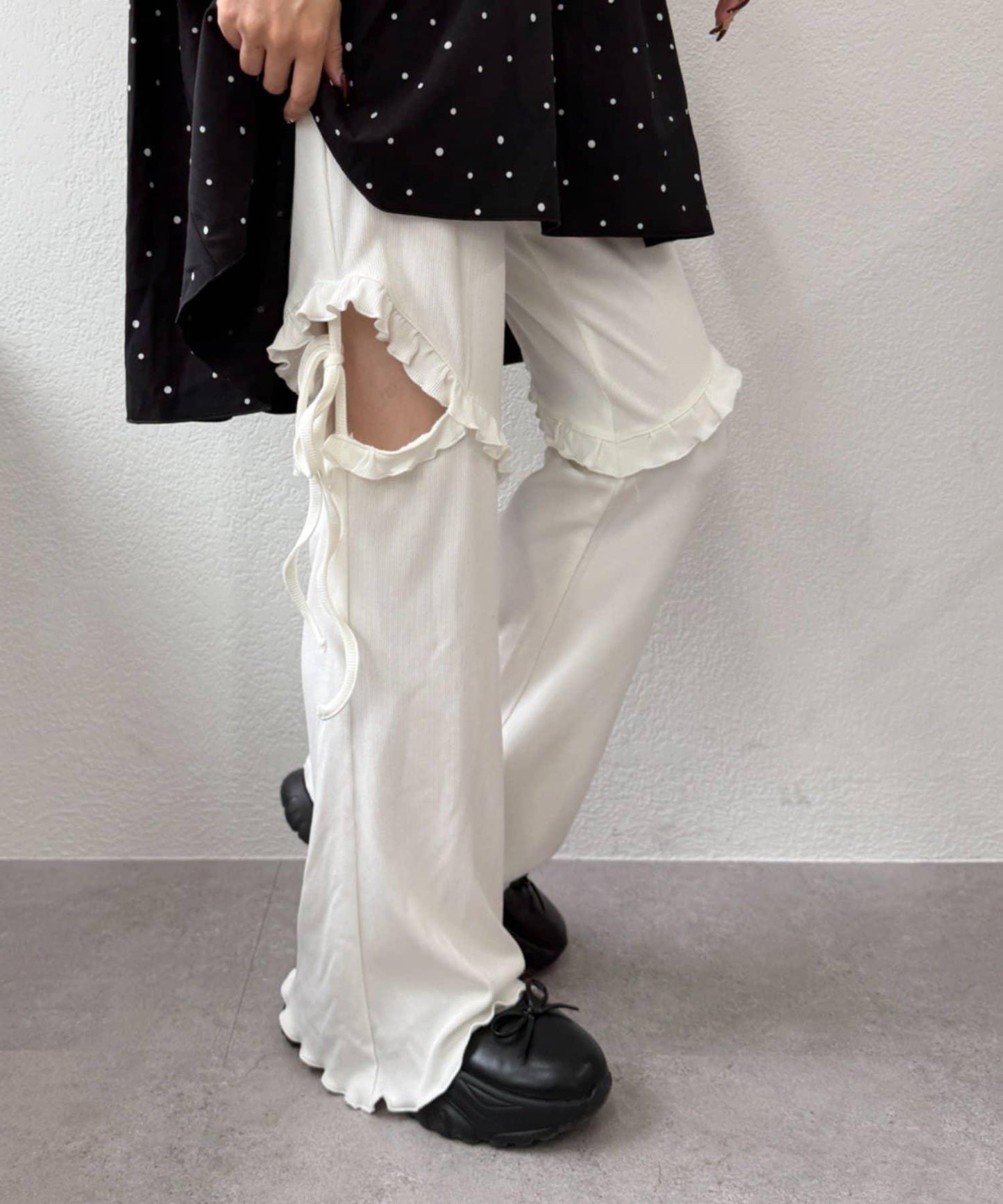 【w closet】蝴蝶結荷葉邊褲