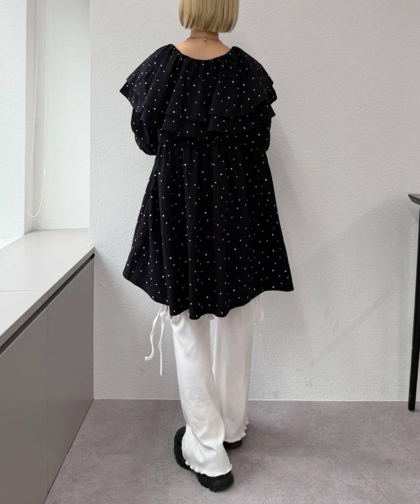 【w closet】蝴蝶結荷葉邊褲