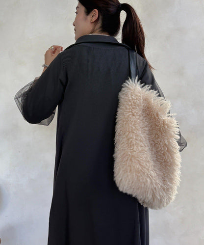 袖部網紗半拉鍊連衣裙