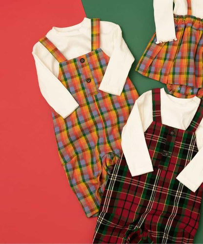 2件套格子嬰兒連體衣