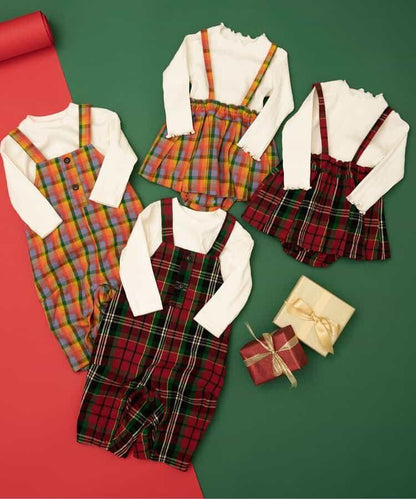 2件套格子嬰兒連體衣