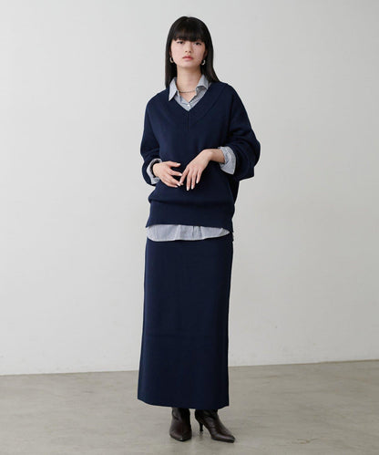 衛衣風V領針織套頭衫