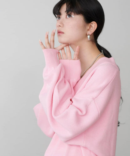 衛衣風V領針織套頭衫