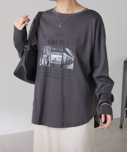 【大人長袖T恤】黑白照片印花長袖T恤