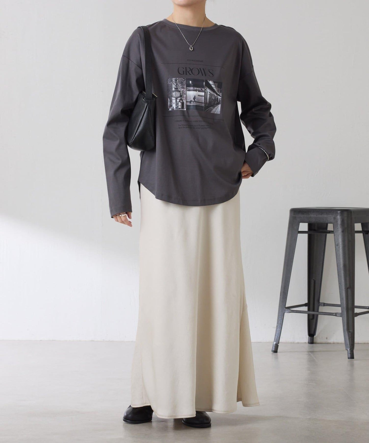 【大人長袖T恤】黑白照片印花長袖T恤