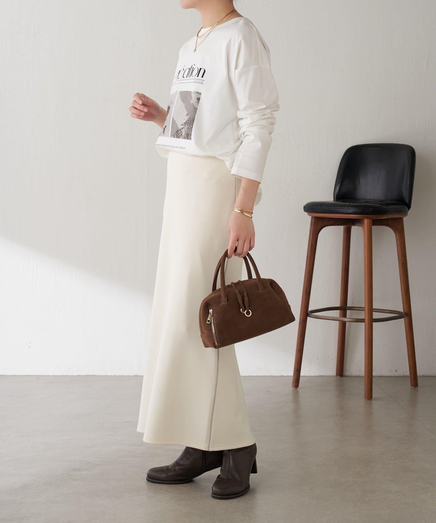 【大人長袖T恤】黑白照片印花長袖T恤