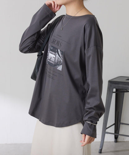 【大人長袖T恤】黑白照片印花長袖T恤