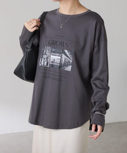 【大人長袖T恤】黑白照片印花長袖T恤