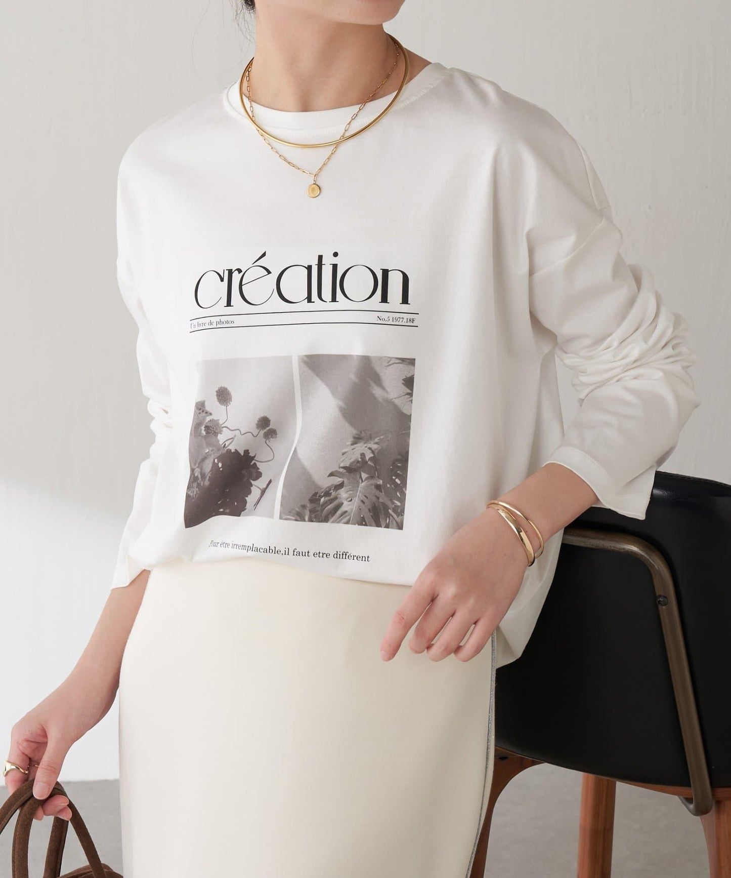 【大人長袖T恤】黑白照片印花長袖T恤