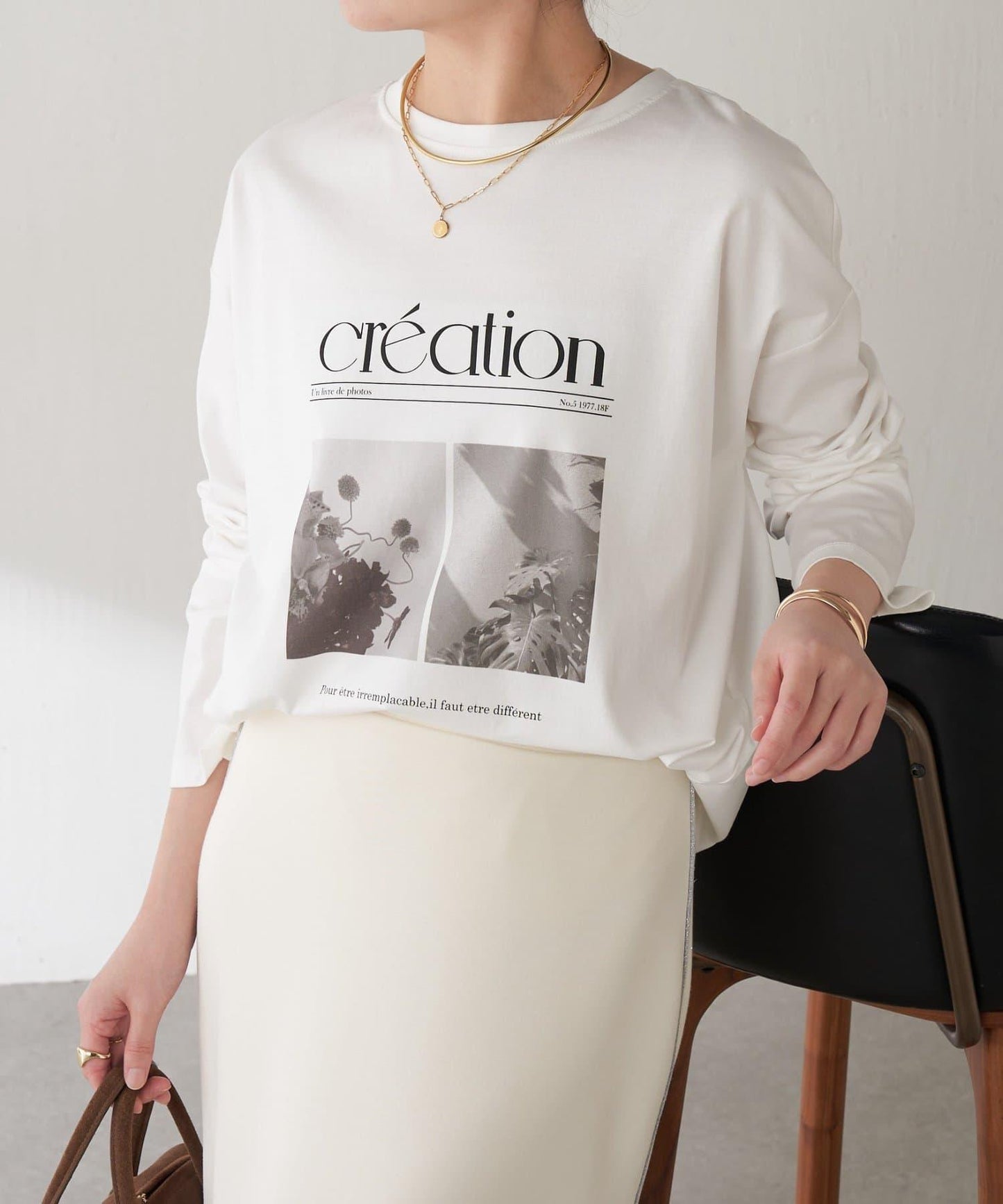 【大人長袖T恤】黑白照片印花長袖T恤