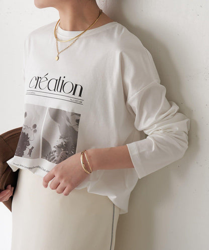 【大人長袖T恤】黑白照片印花長袖T恤