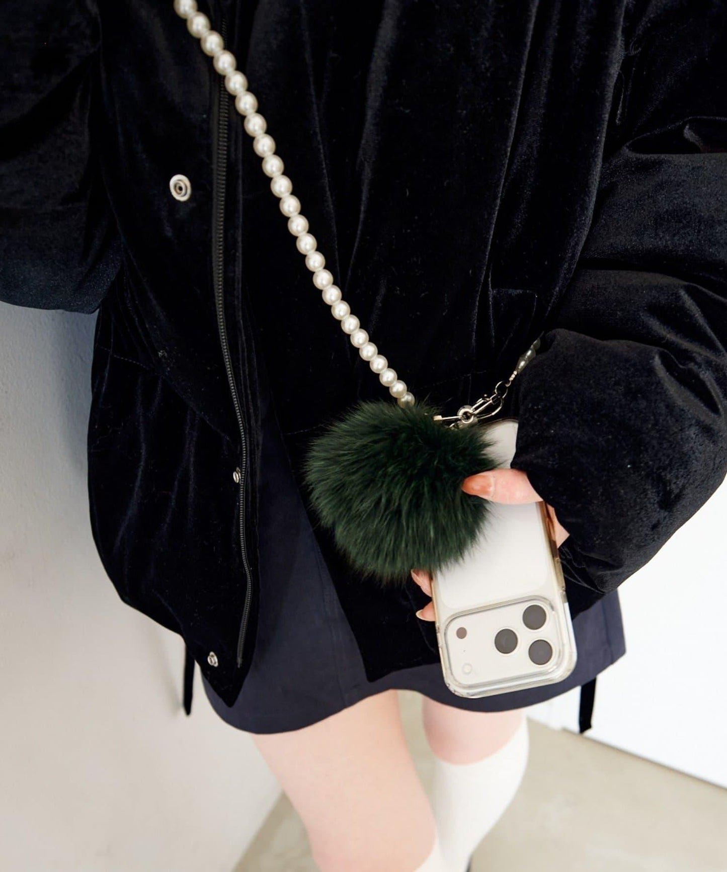 毛絨掛飾&珍珠單肩包套裝