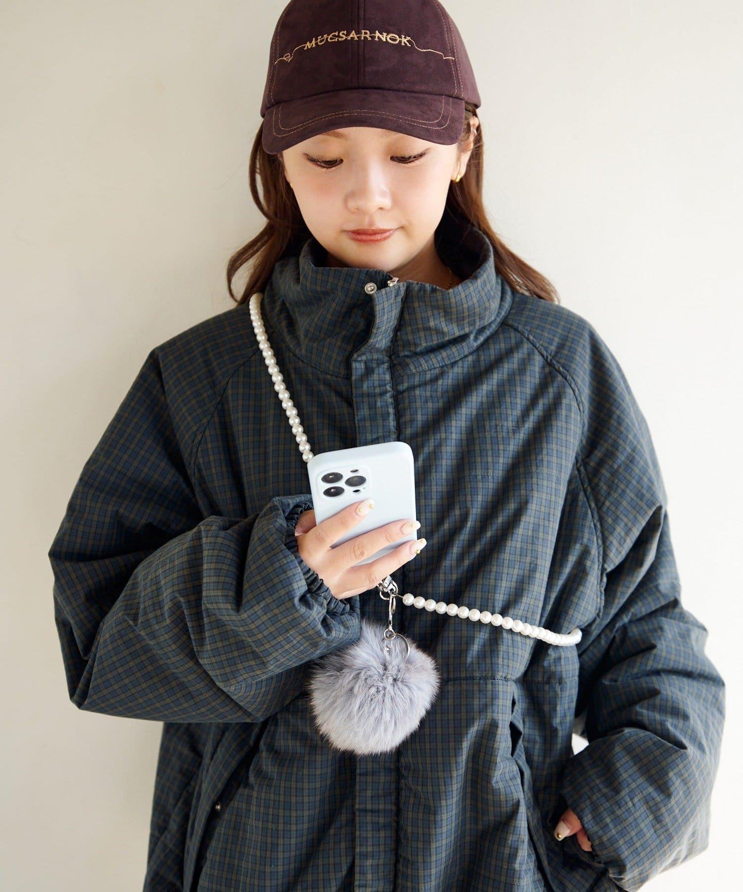 毛絨掛飾&珍珠單肩包套裝