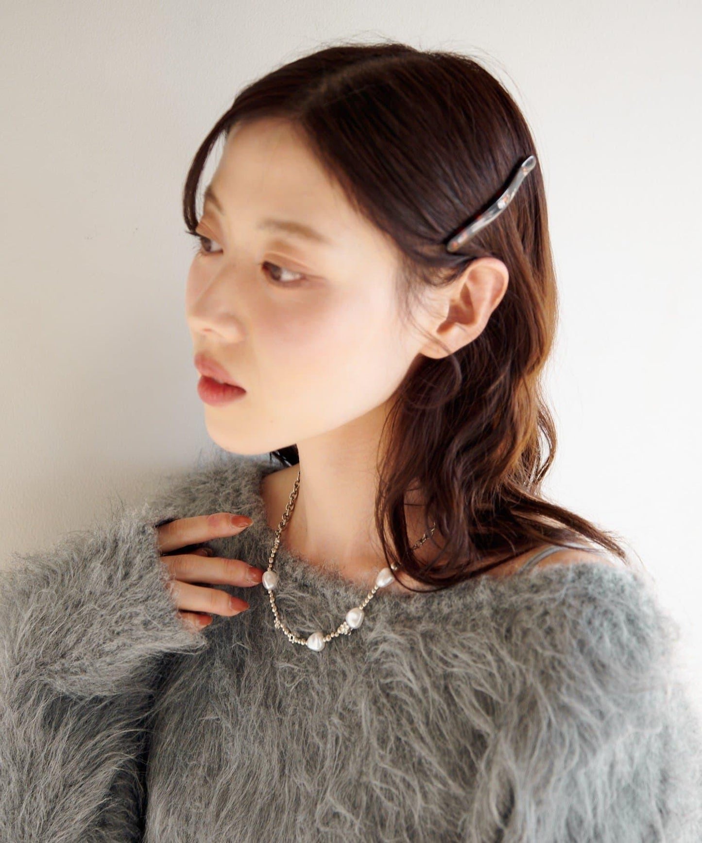 珍珠花朵鏈條項鍊