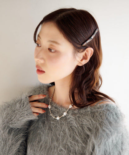 珍珠花朵鏈條項鍊