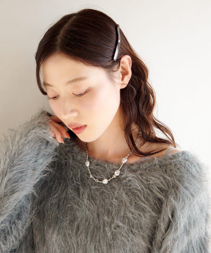 珍珠花朵鏈條項鍊