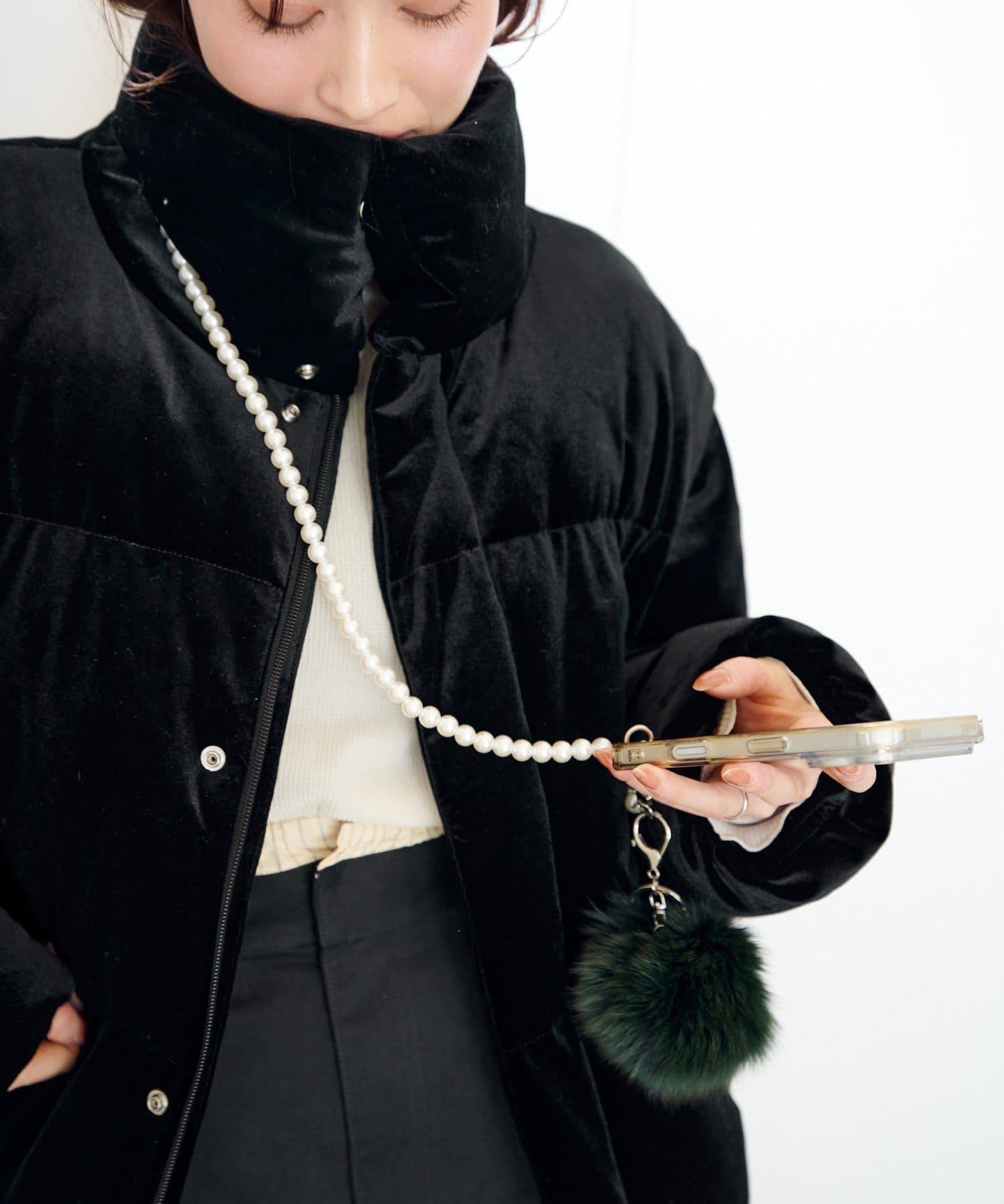 毛絨掛飾&珍珠單肩包套裝