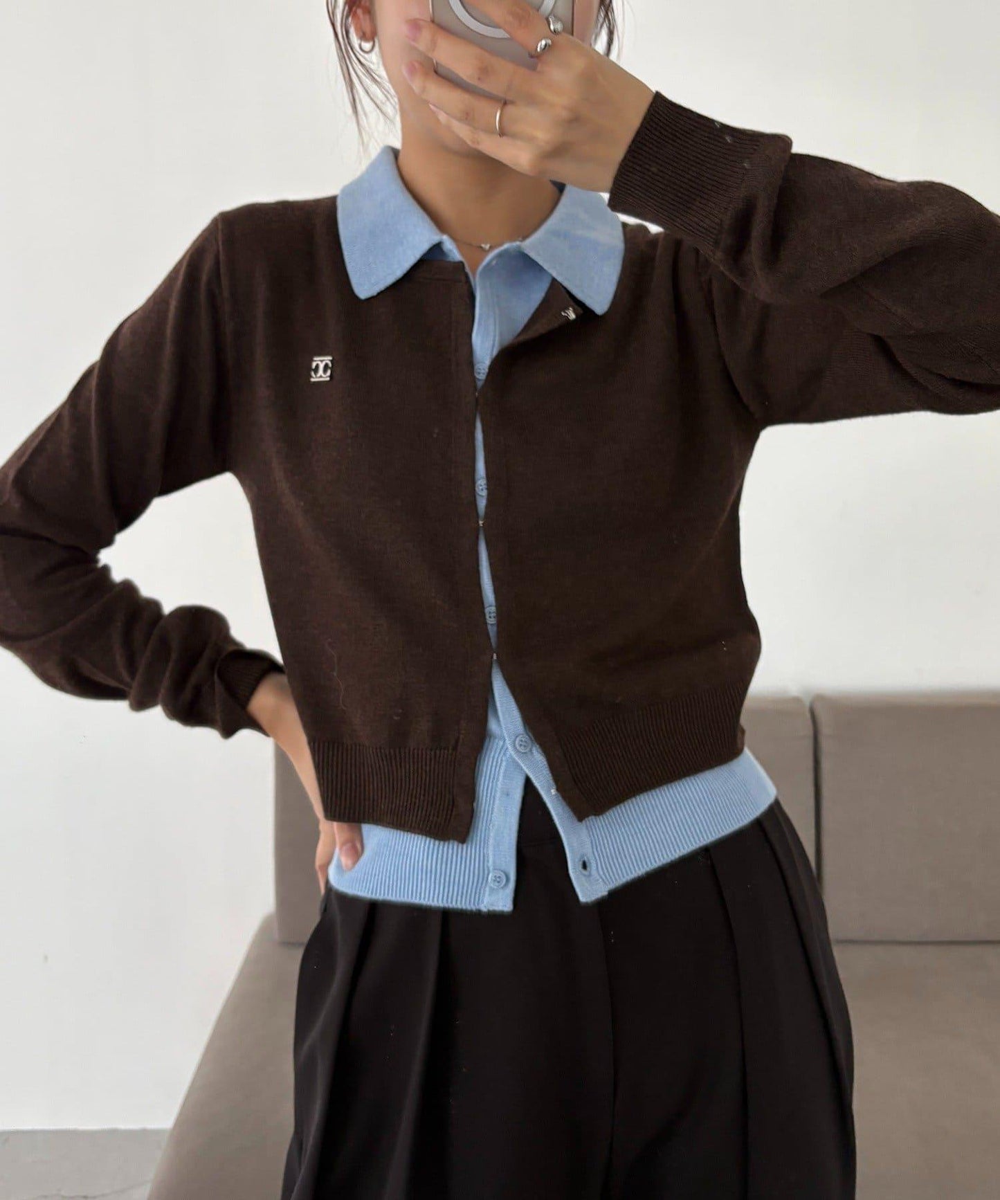 拼接設計針織開衫