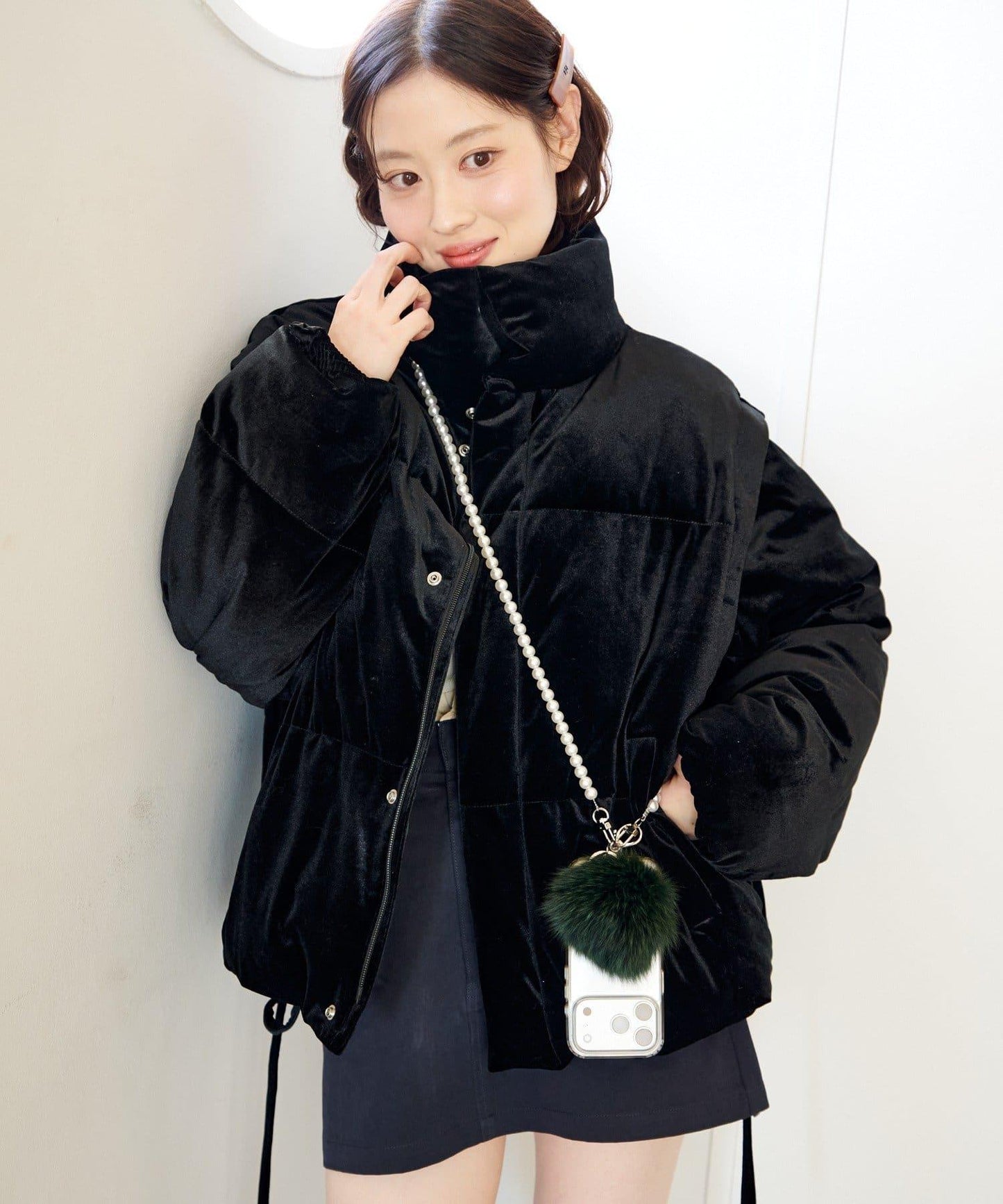 毛絨掛飾&珍珠單肩包套裝