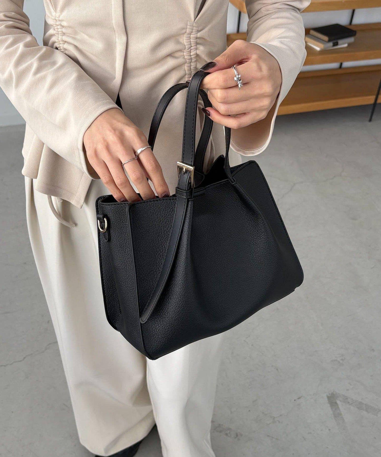 【迷你包SET】2件套褶皺手提包