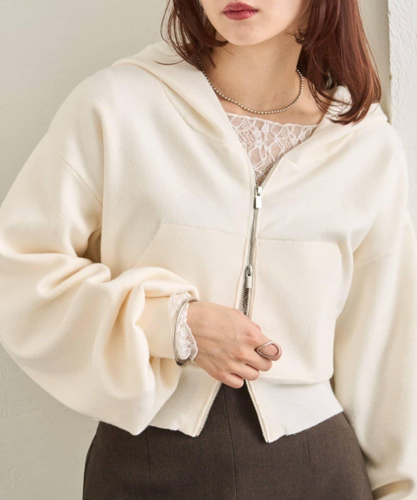 連帽針織短款衛衣