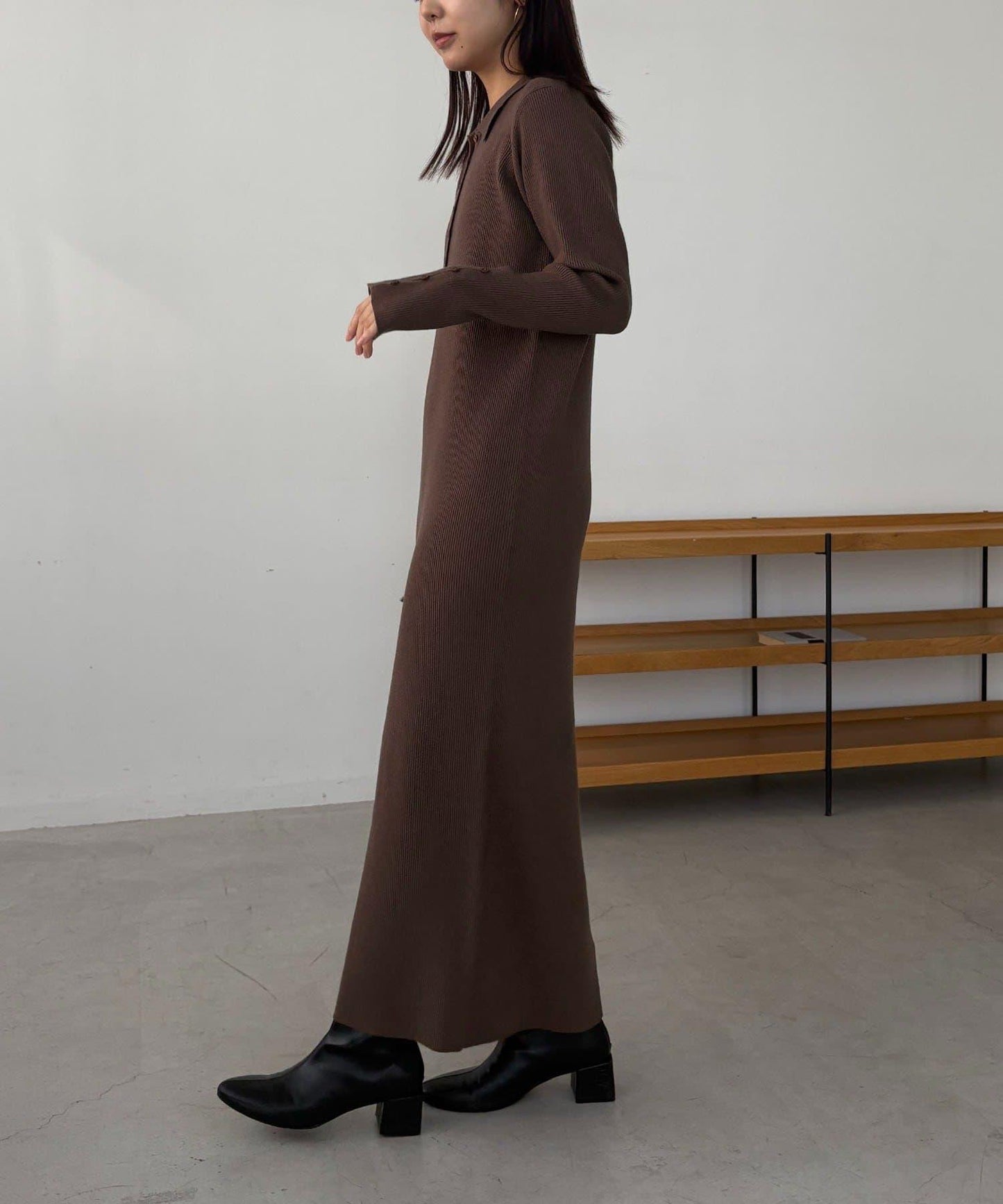 【有小個子尺碼】翻領針織連衣裙