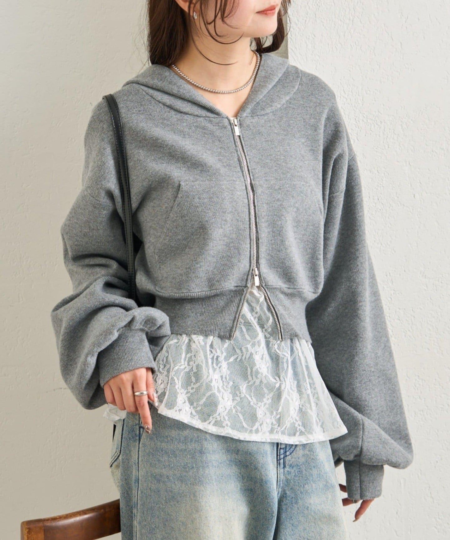 連帽針織短款衛衣