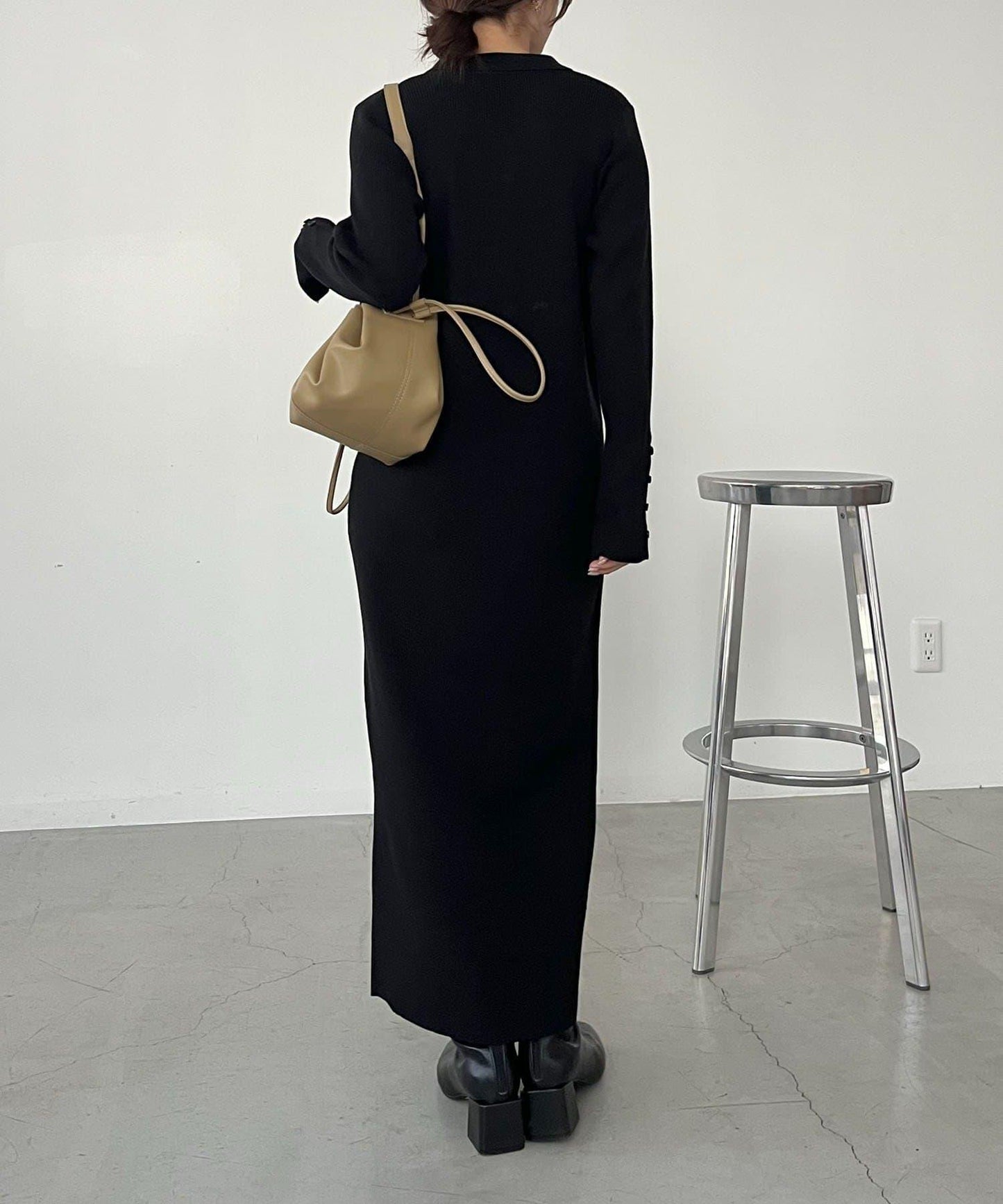 【有小個子尺碼】翻領針織連衣裙