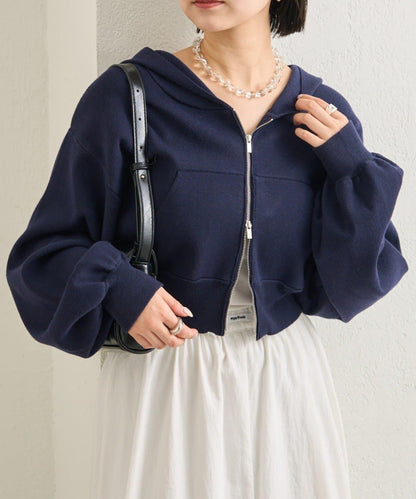 連帽針織短款衛衣