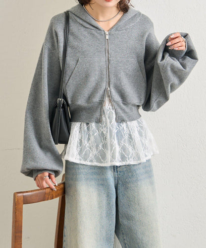 連帽針織短款衛衣