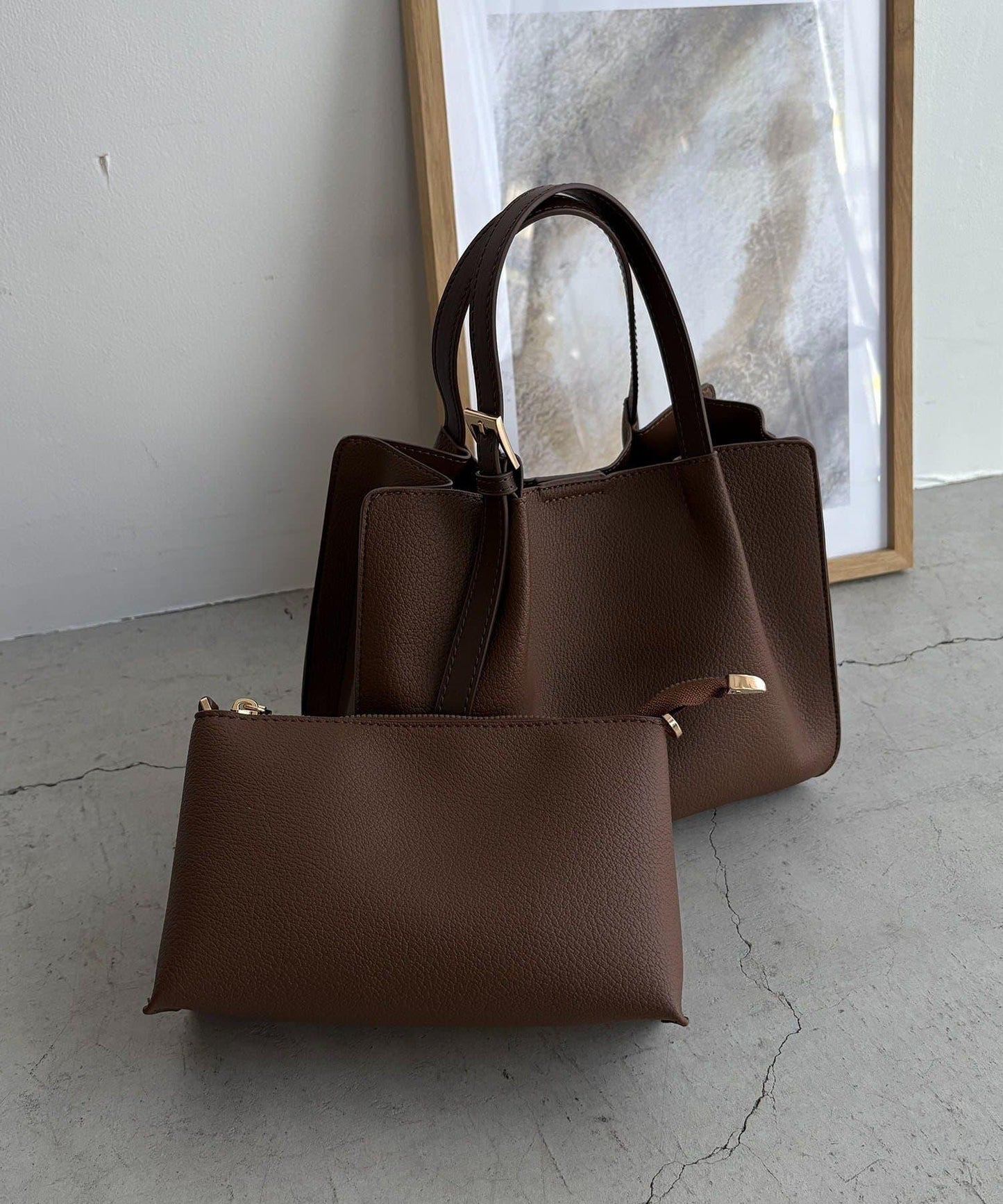 【迷你包SET】2件套褶皺手提包